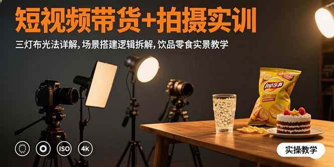 （15540期）短视频带货+拍摄实训：三灯布光法详解,场景搭建逻辑拆解,饮品零食实景教学-迟之资源