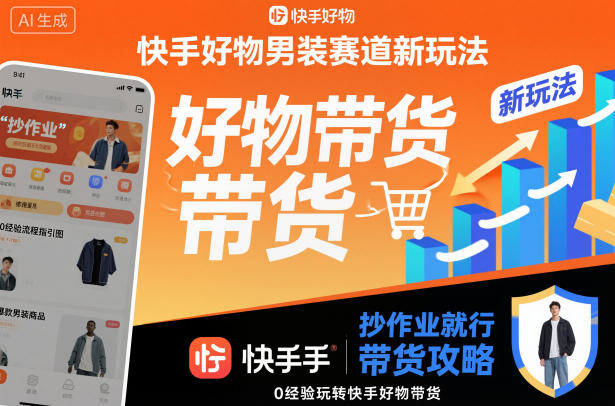 快手好物男装赛道新玩法,抄作业就行,0经验玩转快手好物带货-迟之资源
