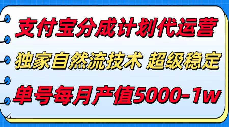 支付宝分成计划代运营，独家自然流技术，收益稳定，单号月产5000＋-迟之资源