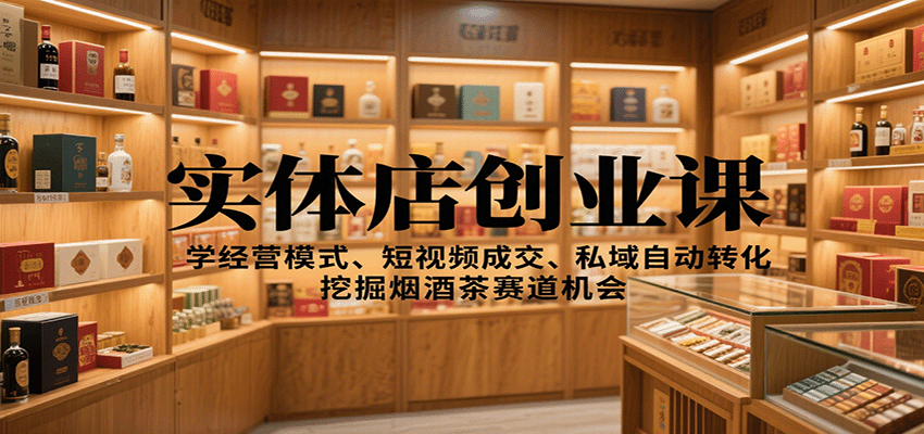 实体店创业课：学经营模式、短视频成交、私域自动转化，挖掘烟酒茶赛道机会-迟之资源