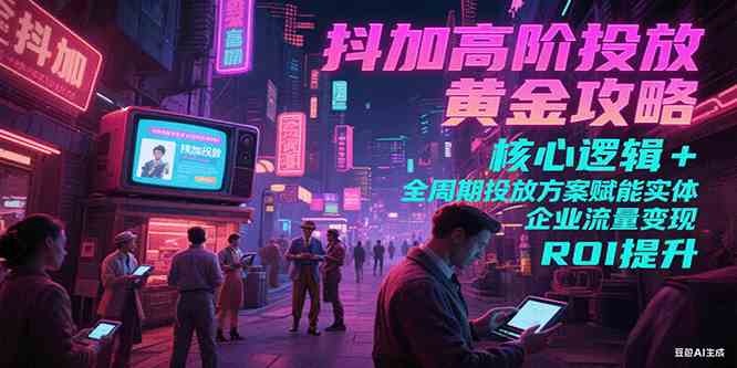 抖加高阶投放黄金攻略：核心逻辑全周期投放方案赋能实体企业流量变现 ROI 提升-迟之资源