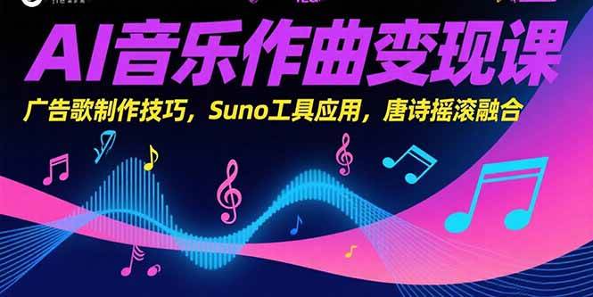 (15370期)AI音乐作曲变现课,广告歌制作技巧,Suno工具应用,唐诗摇滚融合