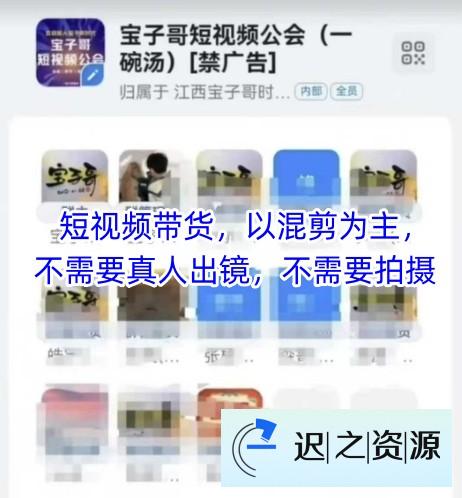 宝子哥头部团队短视频带货，以混剪为主，不需要真人出镜，不需要拍摄【更新6月】-迟之资源