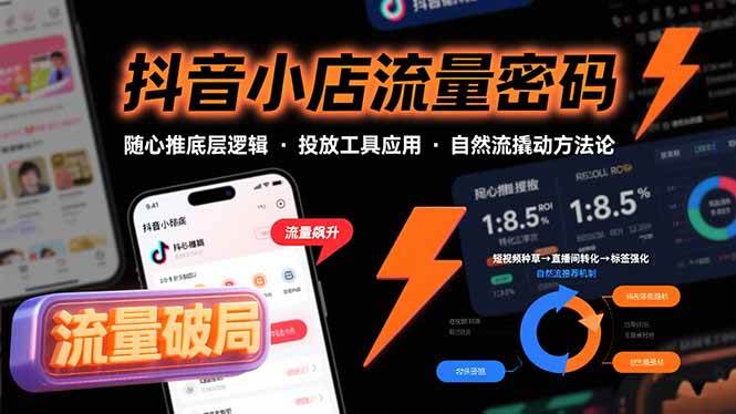 （15680期）抖音小店流量密码，随心推底层逻辑，投放工具应用，自然流撬动核心方法论-迟之资源