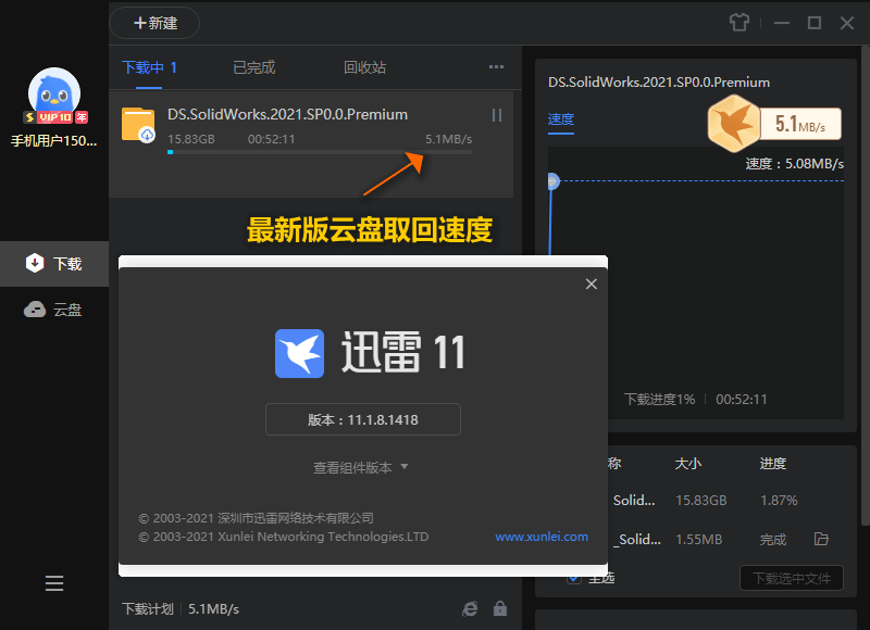 迅雷11 v12.4.1.3670绿色精简版