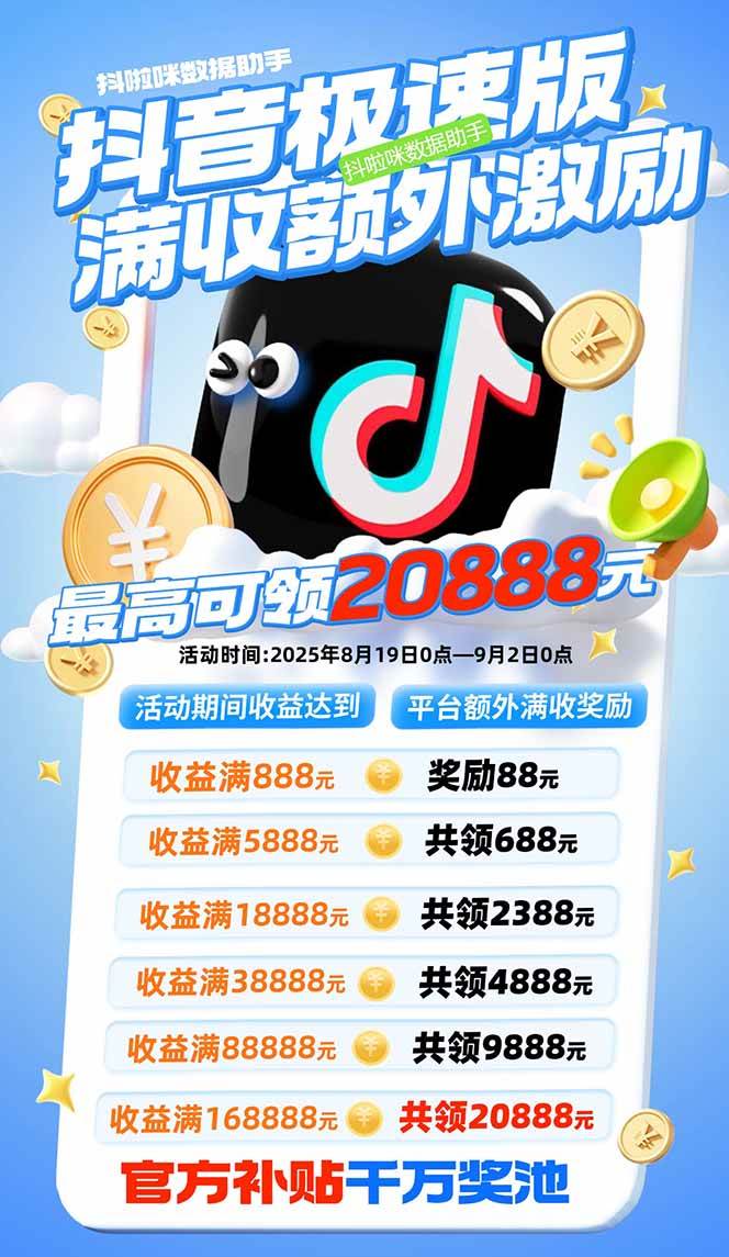 （15800期）抖音极速版拉新，平台大力扶持，每单15元，万播转化无上限，平台额外满…-迟之资源